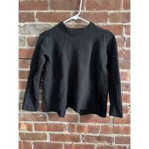 Rag & Bone Jean Carly Open Back Ribbed Crew Neck Sweater Black Merino Wool Sz S